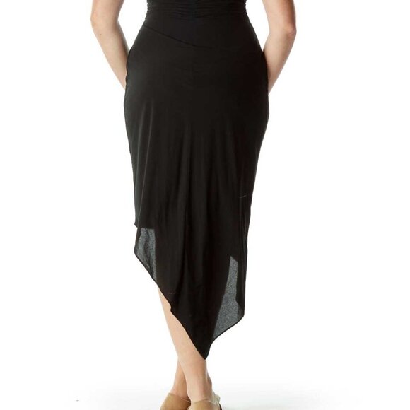 David Meister Black Square Neck Midi Cocktail Dress - Picture 2 of 3